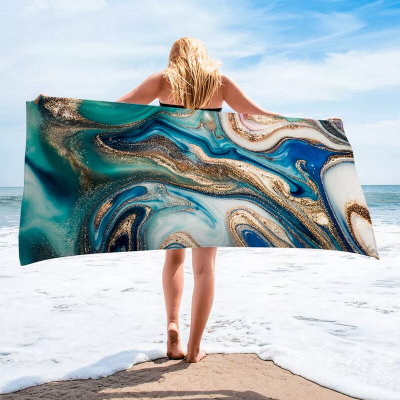 7 farve trykte sommer badehåndklæde firkantet afslappet strand swimmingpool blød krop håndklæde sommer surf kappe tæppe: B