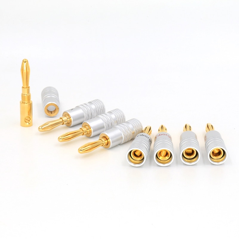 Viborg X24Stck 4mm Lautsprecher Bananen Stecker 24K Gold überzogene Schraube lautsprecher kabel verlängerung Adapter Jack