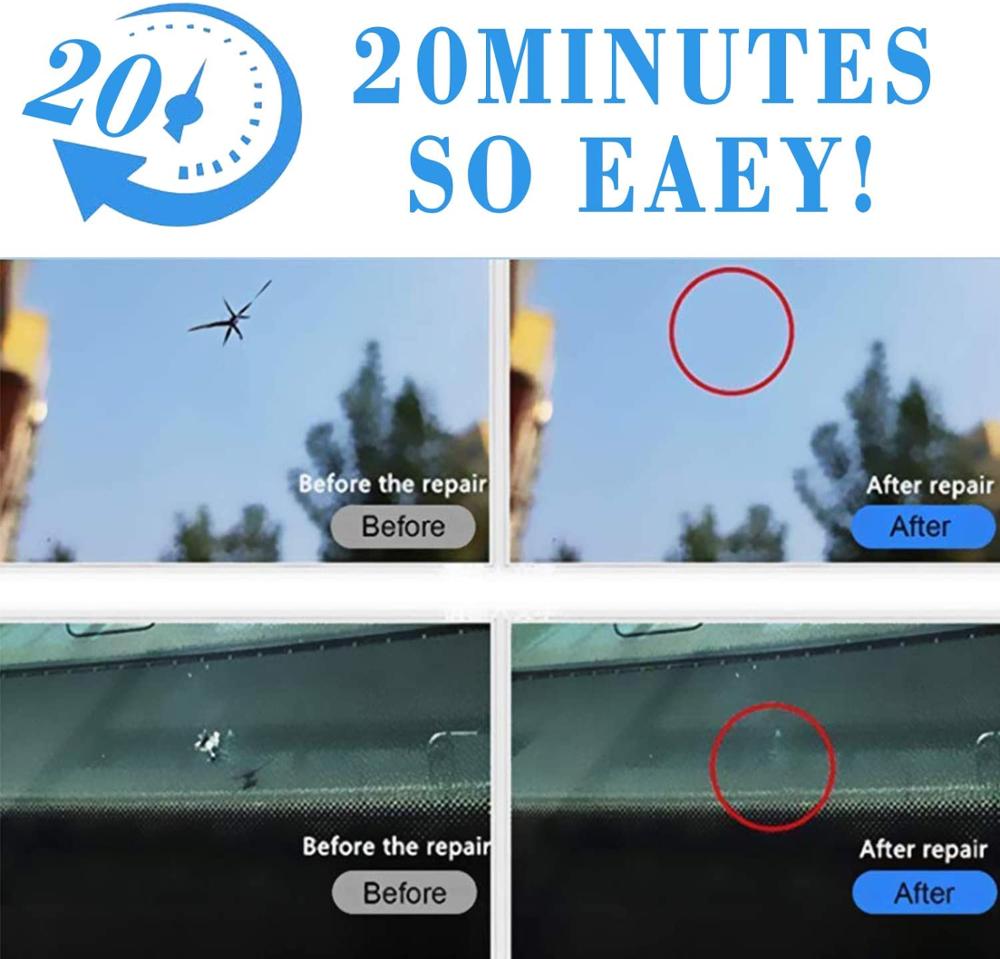 DIY Car Windshield Repair Kit, Resin for Auto Glass Windshield Crack Chip Scratch, Chips, Cracks, Bulll&#39;s-Eyes and Stars