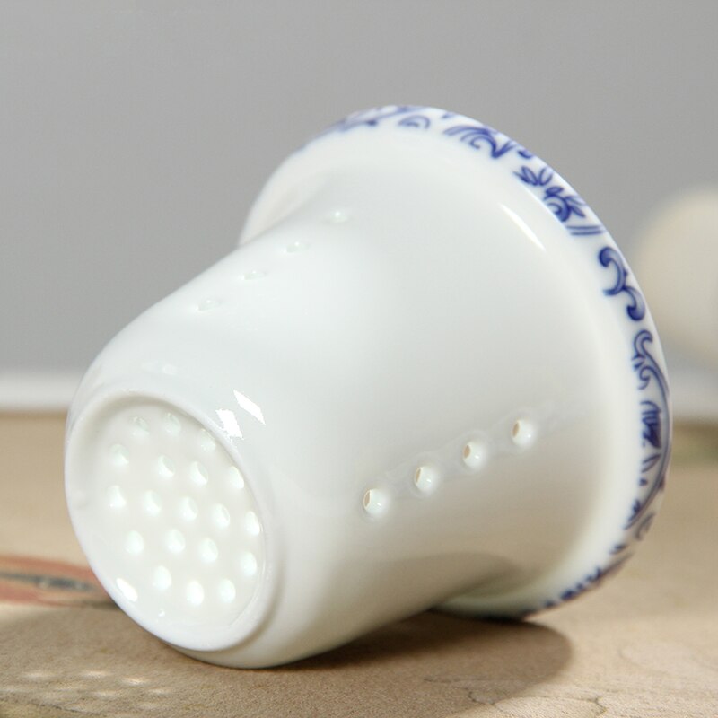 Retro kinesisk blå hvid porcelæn te kop sæt med underkoplåg infuser 260ml keramiske tekop med te filter