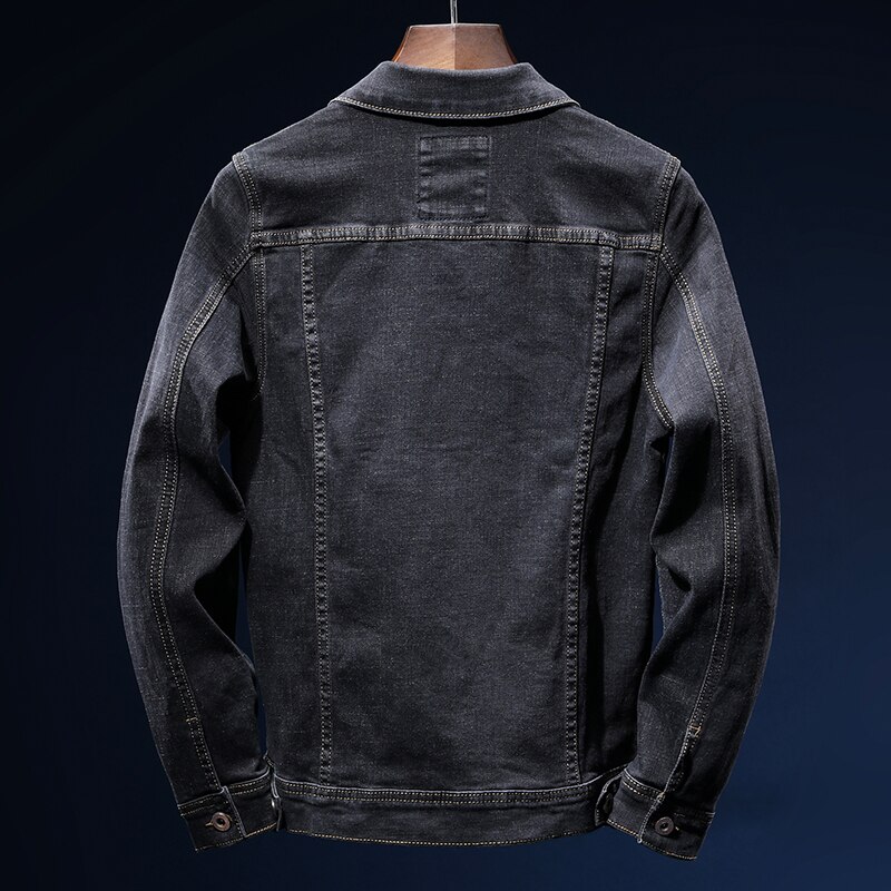 Spring Autumn Classic Style Men's Black Elasticity Denim Jacket Casual Cotton Jeans Coat Male Brand Clothes,002