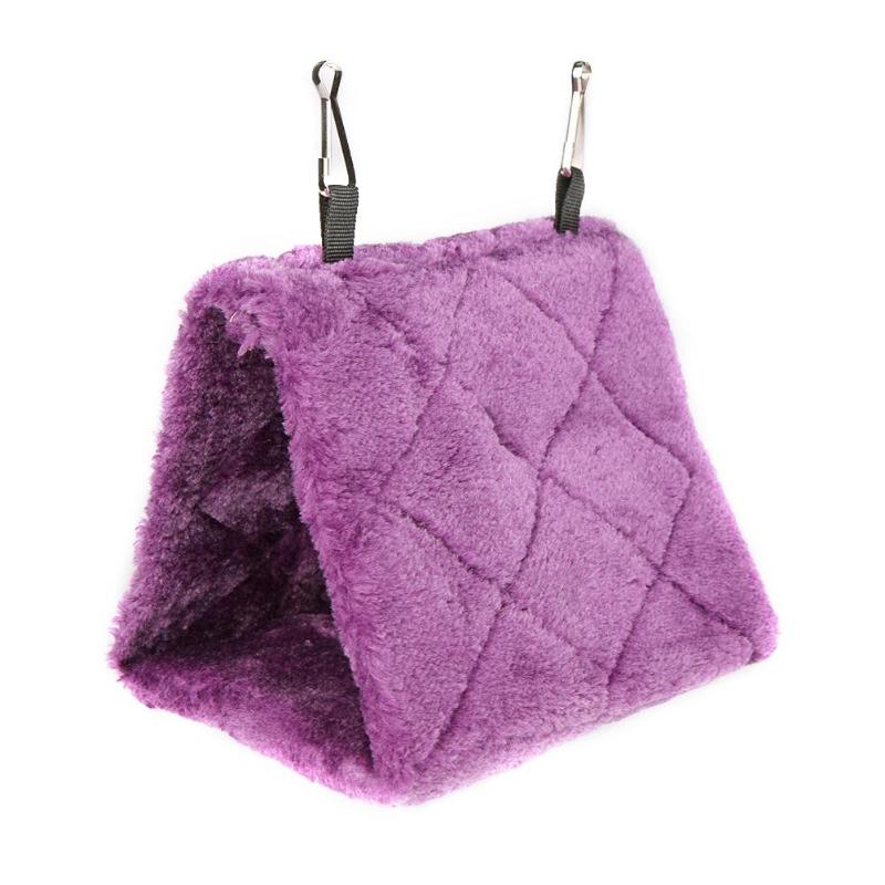 Hamaca suave y cálida de felpa para pájaros loros, nido de mascotas, cama colgante, jaula de loro, hamaca, casa de choza de terciopelo Coral, adecuada para Lovebird: Púrpura / S