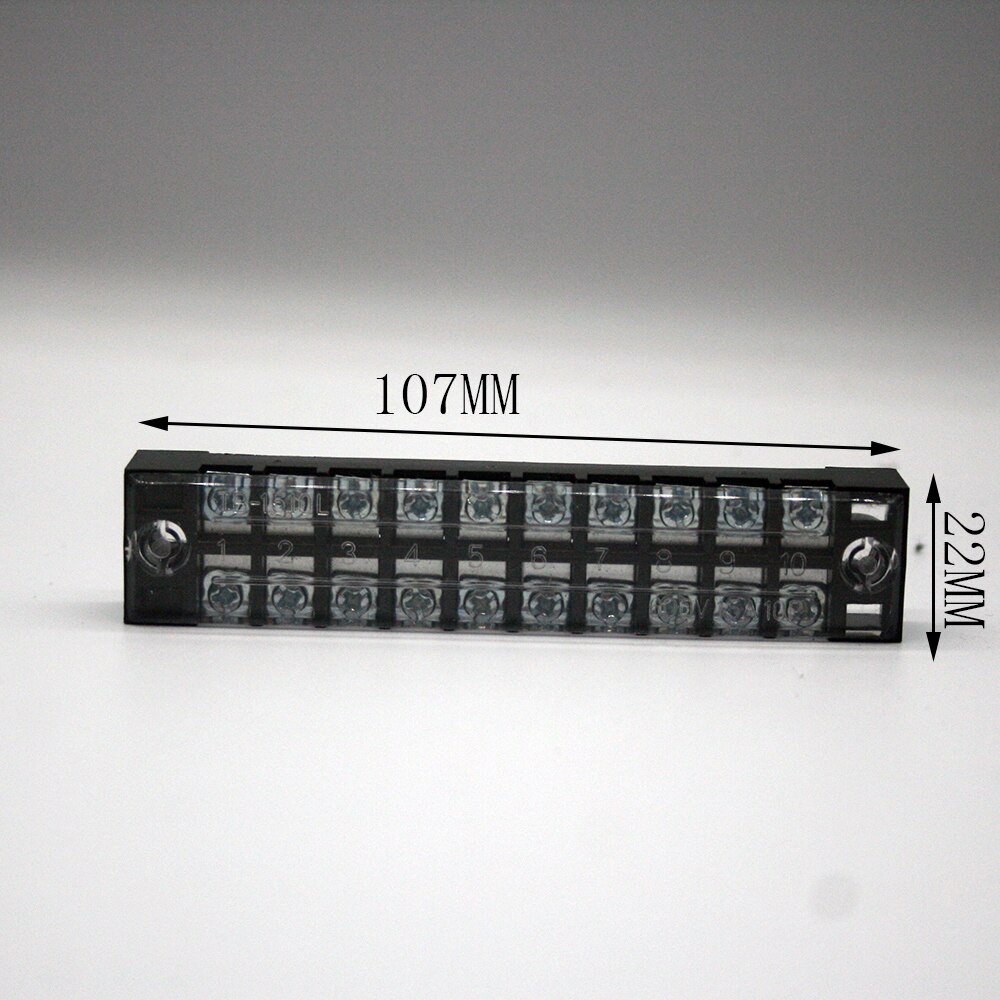 TB-1503/1504/1506/1508/1510/1512 Dual Row Strip Screw Terminal Block 15A 600V Fixed Wiring Board wire connector: TB-1510