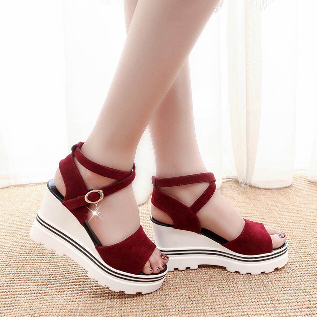 Moda donna estate pompe sandali con plateau zeppe romane Casual sandali con punta aperta bocca di pesce spessa con sandali tacco alto