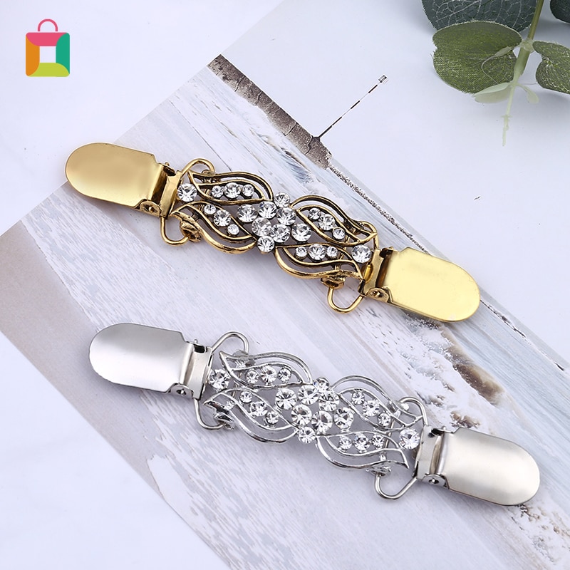 retro strass hohl damen brosche strickjacke zur Seite fahren Clip kragen schnalle schal brosche Clip schnalle glitzernd