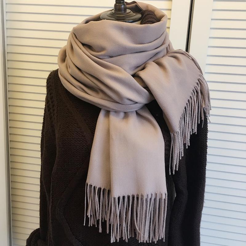 Women Solid Color Cashmere Scarves With Tassel Lady Winter Autumn Long Scarf Female Shawl Men Scarf