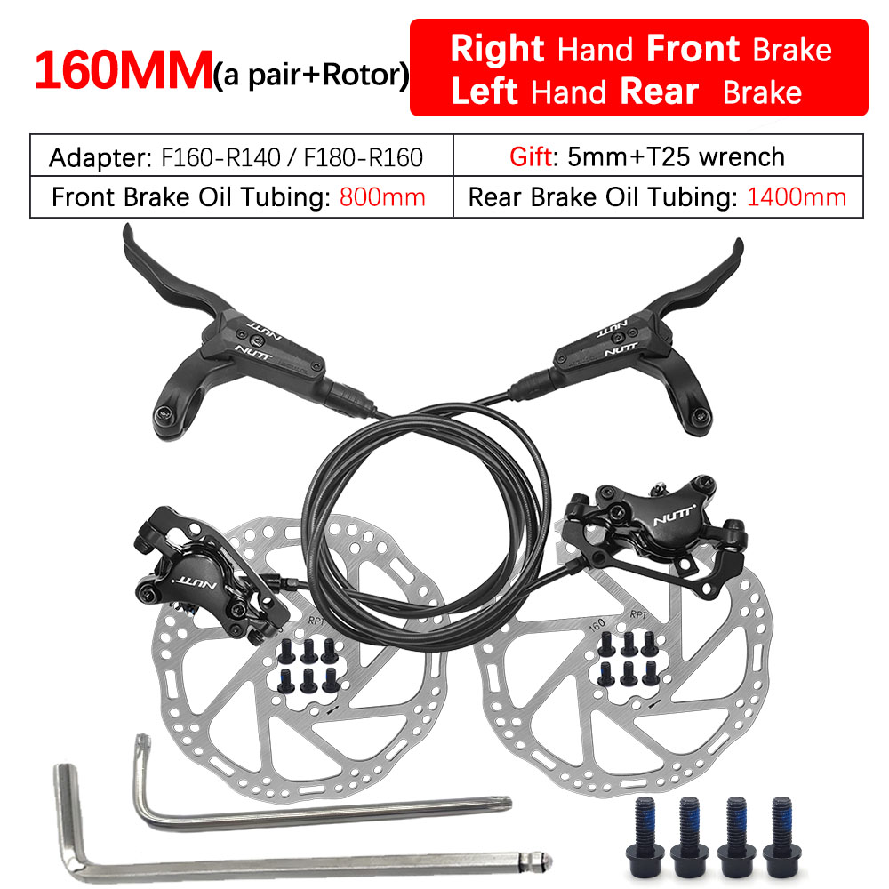 NUTT freno hidráulico A2 MTB bicicleta discos de aceite palanca 2 pistones 160MM 180MM Rotor pinza delantera trasera izquierda derecha para piezas de bicicleta
