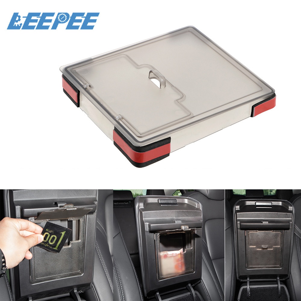 LEEPEE Hidden Transparent Car Armrest Box Cover Storage Box Organizer Stowing Tidying for Tesla model 3 Car Styling Accessories