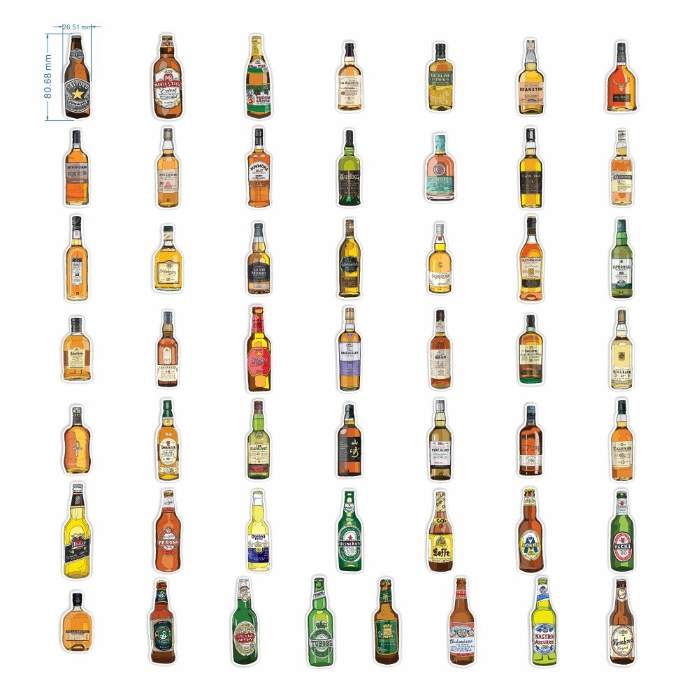10/50pcs Interesting Beer Stickers Vinyl Vsco Aesthetic Stickers for Water Bottles Waterproof Stickers for Kids Girls