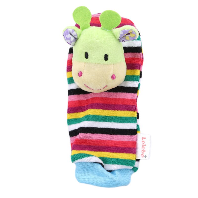 1pc Lovely Baby Kids Rattles Toys Cartoon Animal Socks Wrist Strap With Rattle Baby Foot Socks Bug Wrist Straps: Cow