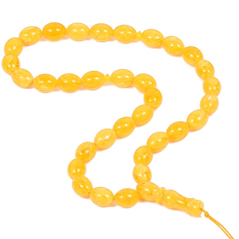 Esb merk gele kleur ovale kralen maat 11*14mm islamitische rozenkrans 33 stuks islamitische tasbih gebedskralen armbanden ia -mr078