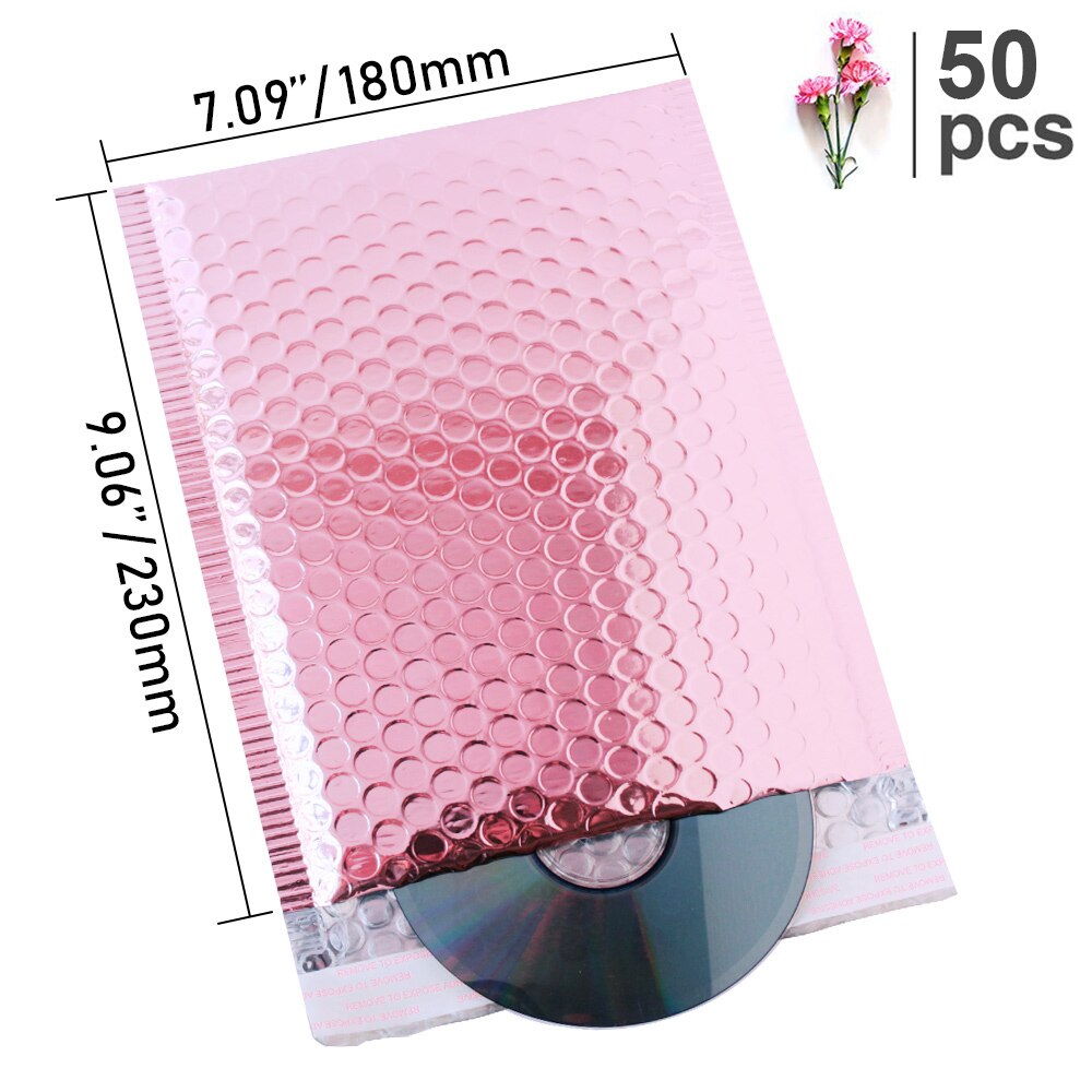 Speedy Mailers 50pcs Rose Gold Bubble Envelope Foam Foil Mailing Bag Bubble Mailer Envelopes for Packaging: 180x230mm-50 pieces