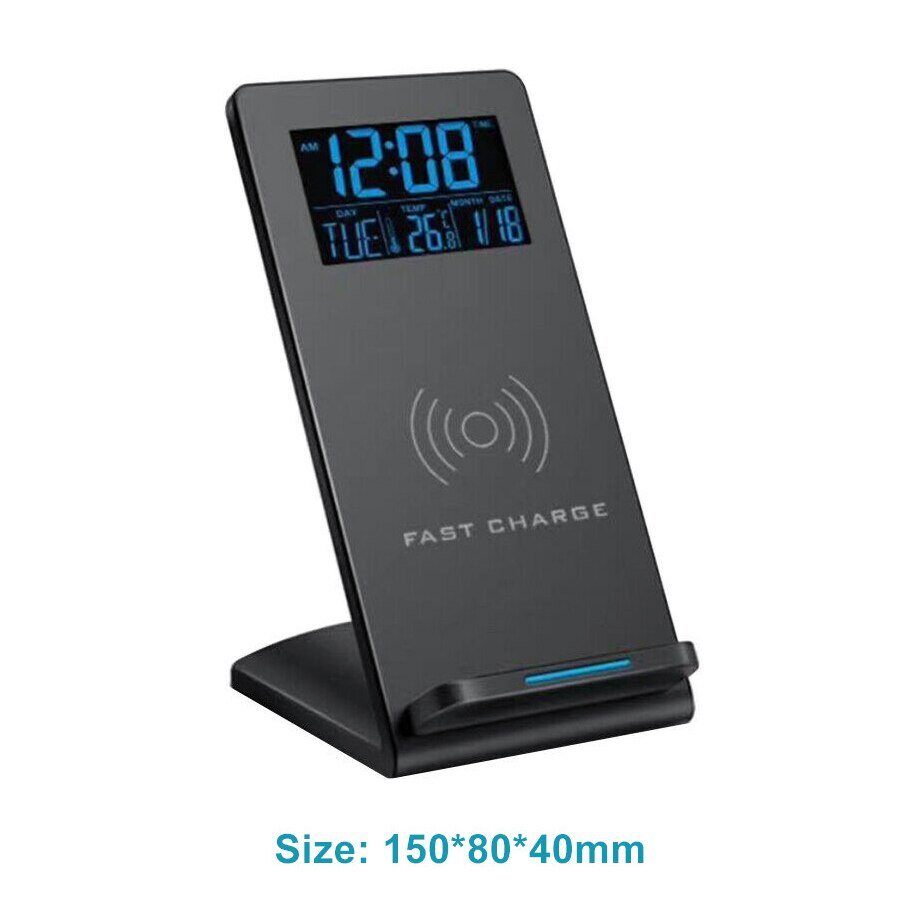 Electric LCD Digital Alarm Clock With Phone Wireless Charger Desktop Alarm Clock