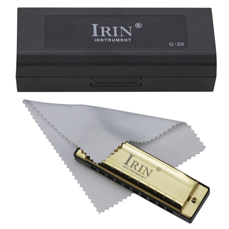 IRIN 10 Holes 20 Tone G Key Harmonica Blues Musical Instrument Diatonic Harp with Storage Box: Default Title