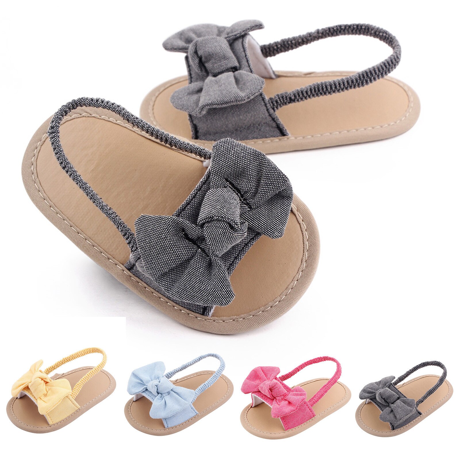 0-18 Maanden Baby Meisjes Boog Knoop Sandalen Zomer Zachte Zool Platte Prinses Jurk Schoenen Baby Antislip babyschoenen Footwear