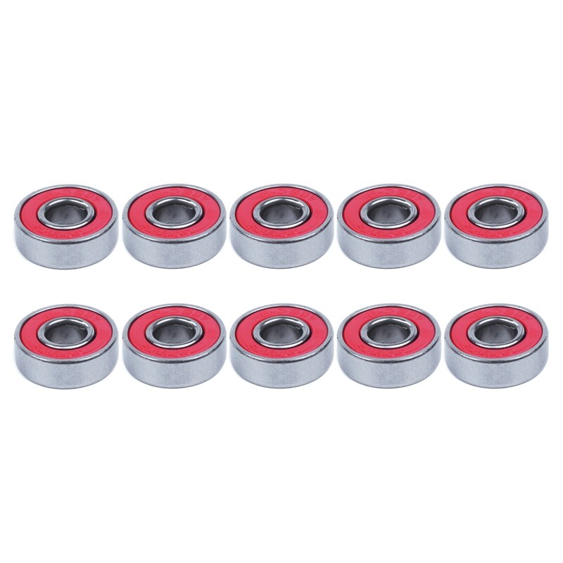 LIUJZZJ 8 Stuks Lagers Skateboard Lagers Longboard Roller Skate Lagers 608 2RS Dubbel Afgeschermd Rood en Zwart
