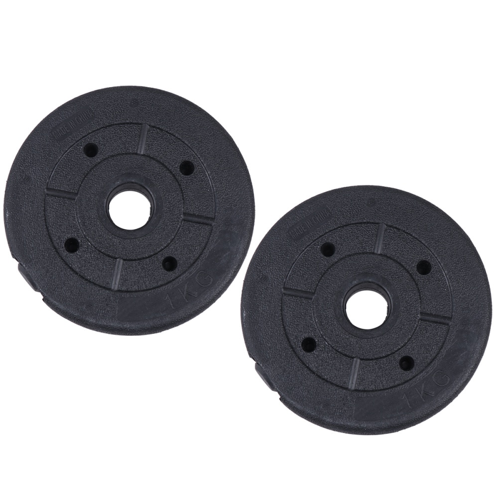 2 pièces 1KG disques d'haltères disque d'haltères poids disque équipement de sport accessoires d'entraînement essentiel de gymnastique (noir)