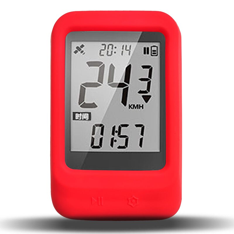 Étui en Silicone pour ordinateur de vélo igsport IGS130, protection d&#39;écran, GPS: 1pc Red With Film