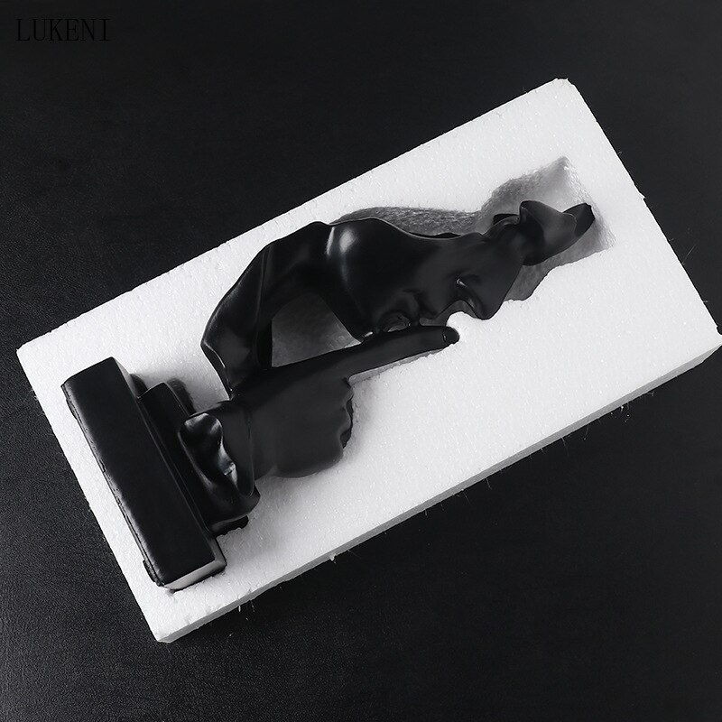 European Black White Silver Abstract Character Resin Statue Accessories Crafts 31cm Not Talking Abstract Sculpture Home Decor