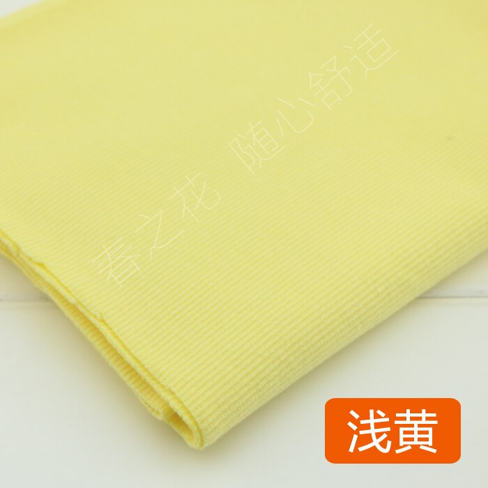 20X 100cm 2x2 Cotton knitted rib cuff fabric stretchy cotton fabric for DIY sewing clothing making accessories fabric: light yellow