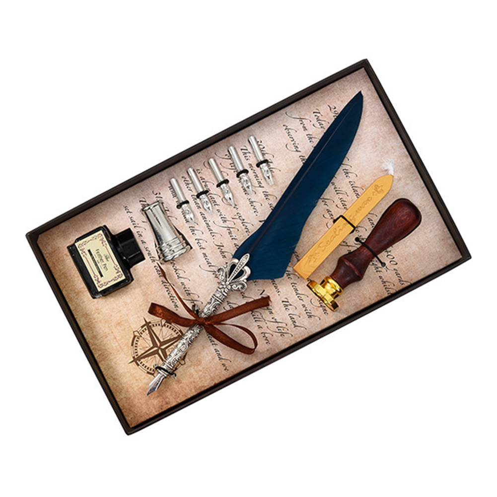 Kalligrafie Veer Dip Pen Schrijven Inkt Set Briefpapier Box Met 5 Nib Bruiloft Quill Pen Desi Fontein Bruiloft Pennen: 14