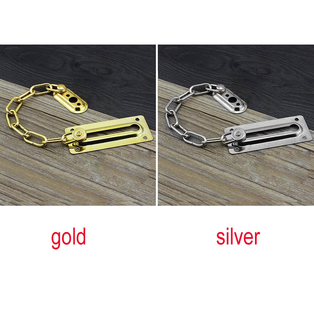 Slide Bolt Latch Gate Latches Safety Door Chain Lock with Anti-Theft Heavy Duty Iron Brushed Nickel