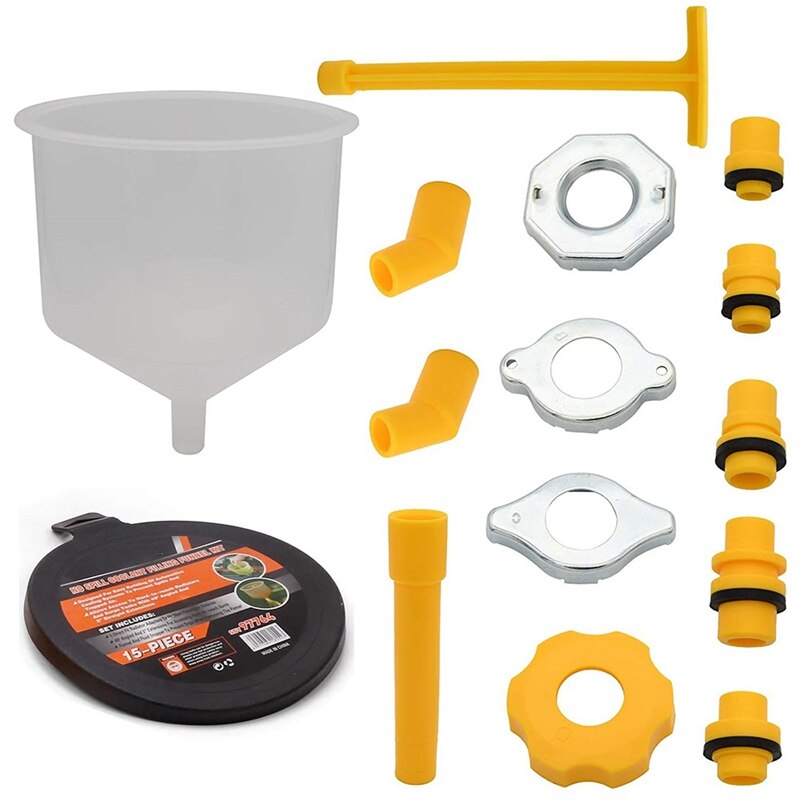 Kit de remplissage de liquide de refroidissement anti-déversement, 15 pièces/ensemble, outil de remplissage en plastique, avec bec d&#39;entonnoir, huile, accessoires de voiture: Default Title