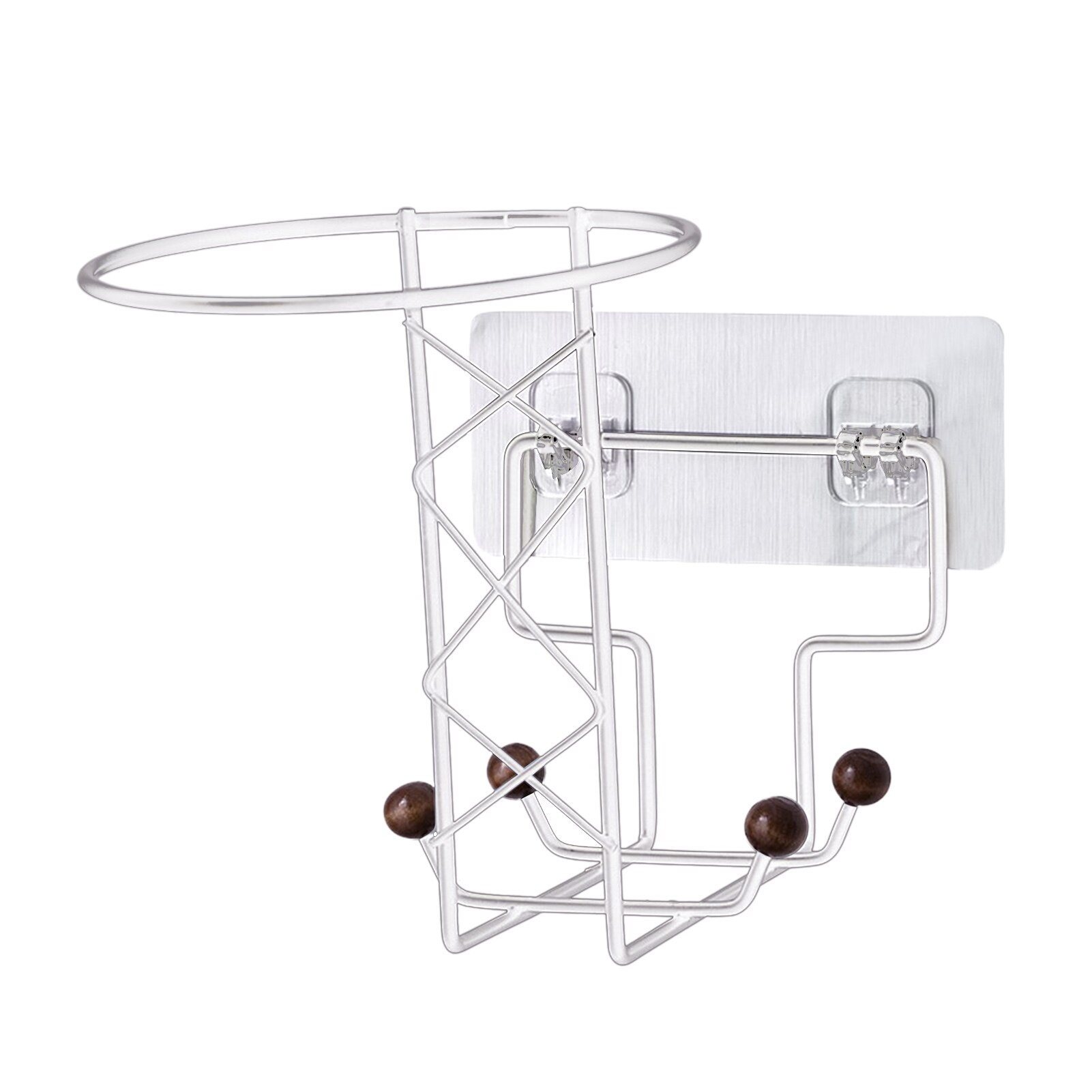 Bicycle Helmet Rack Free Perforated Motorcycle Hanger Multifunctional Wall-mounted Hat Storage Rack Without Trace Paste Coat Rac: White