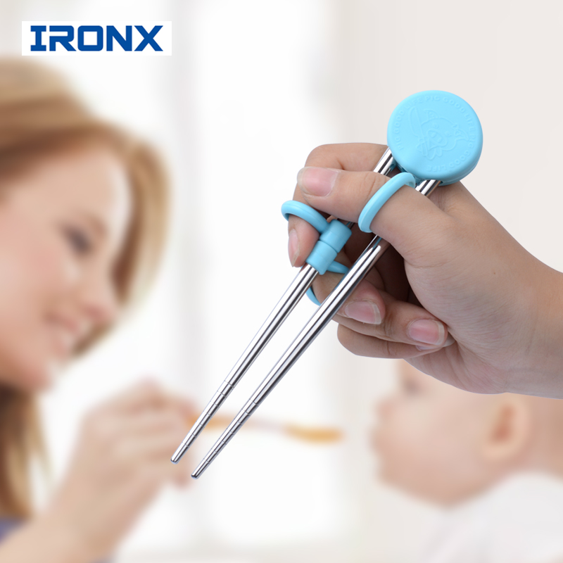 IRONX Learning Training Eetstokjes Rvs Chop Sticks Voor Kind Verlichting Leuk Varken