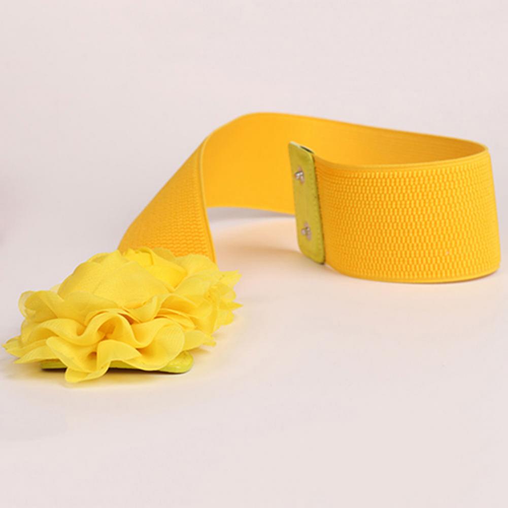 Waist Belt Ladies Wide Belt Women Girl Wide Stretch Elastic Waist Belt Solid Color Flower Waistband All-Match