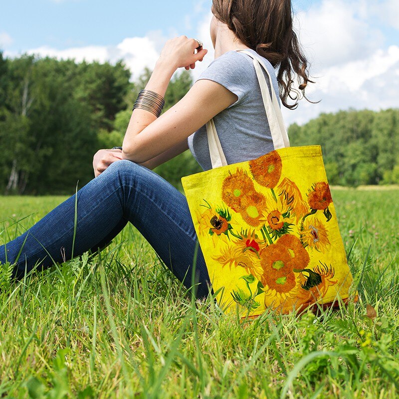 Lieferwagen Gogh Einkaufstasche Grafik Tote Harajuku Käufer Tasche Frauen Leinwand Schulter Tasche Für Weibliche Lustige Eco Große-kapazität sacchetto