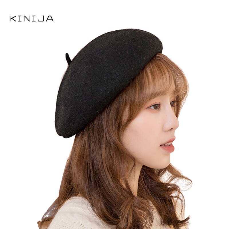 Neue frauen warme herbst und Winter wolle solide Mütze wolle Wolle Hütte retro schlicht Baskenmütze elegante frauen Winter Hütte Femme kappe