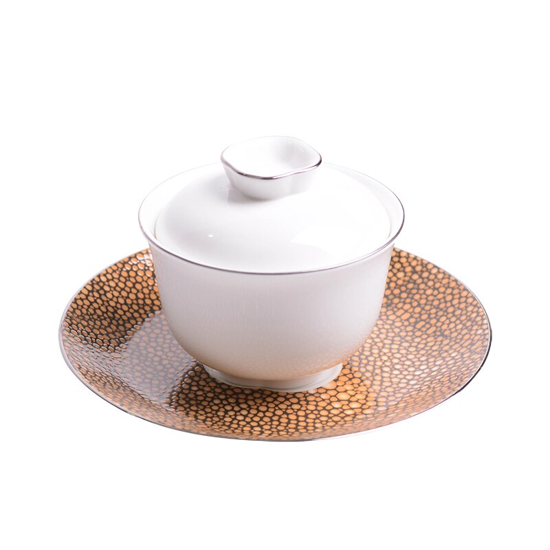 Luxury Tableware Hotel Dining Table Gold Chinese Decor Villa Western Dinner Plate Set Model Room Salad Snack Cake Plates