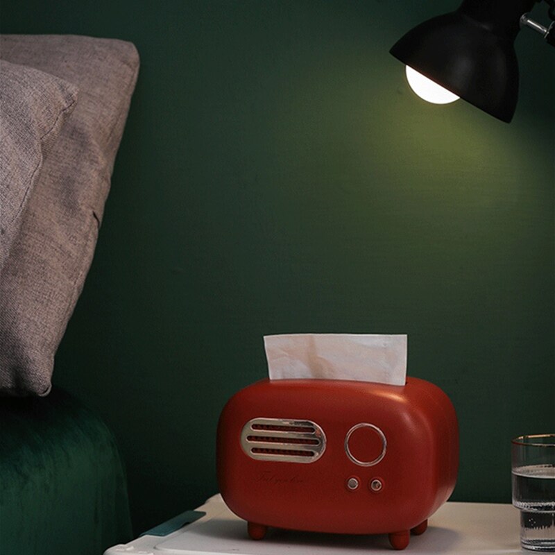 Modelo de mesa de Radio de papel de escritorio, servilleta Retro antideslizante, para el hogar, dispensador de decoración, caja para manualidades, toallitas con forma