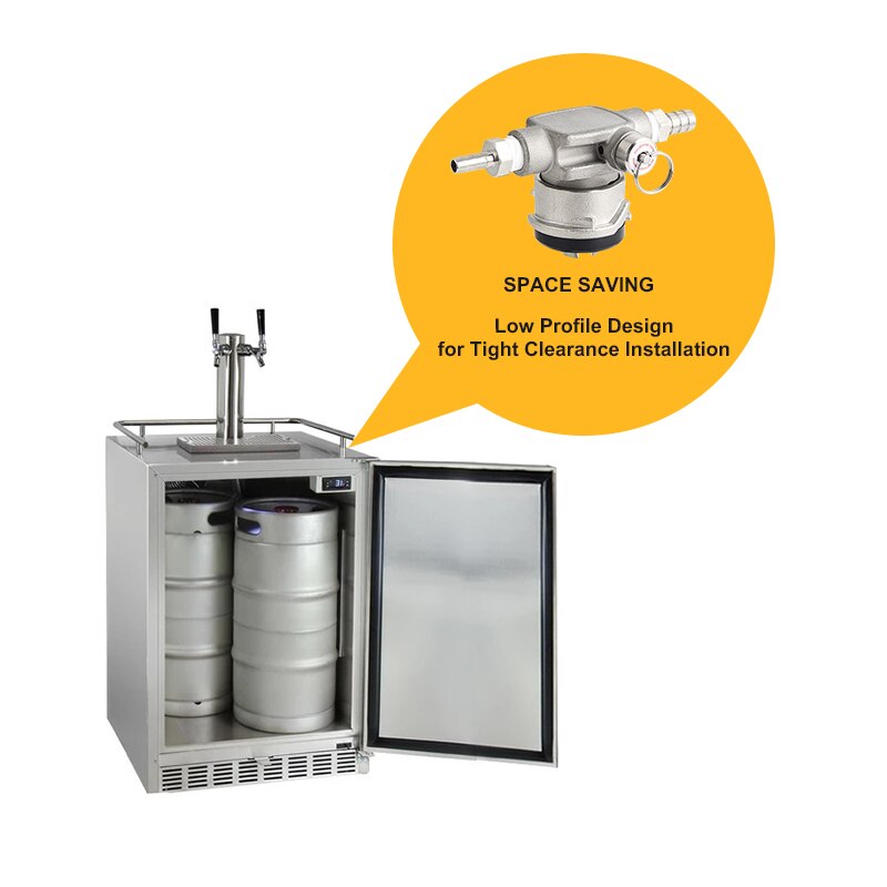 Low Profile "S" System Keg Coupler, European Sankey Keg "S" Type Couplers with Lever Handle Homebrewing Kegerator Dispenser