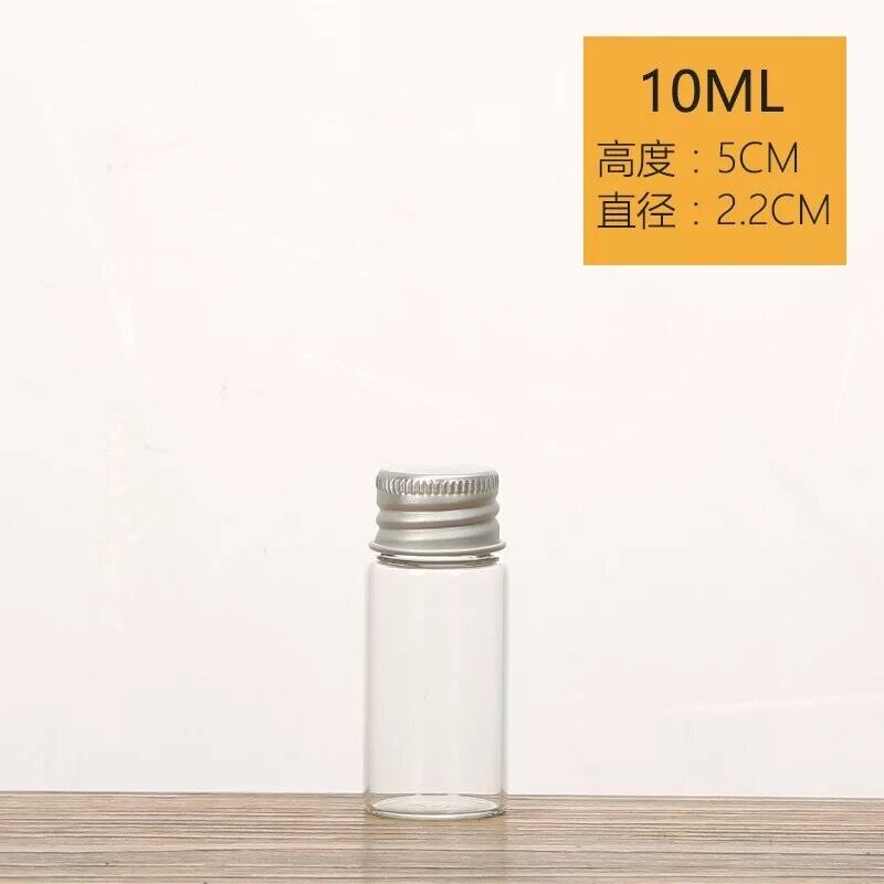 100pcs/lot 5/6/8/10/14/18/20/ 25ml Glass Bottles with Screw Cap Empty Spice Food Liquid Bottles Jars DIY Crafts Vials Containers: 22x50mm 10ml