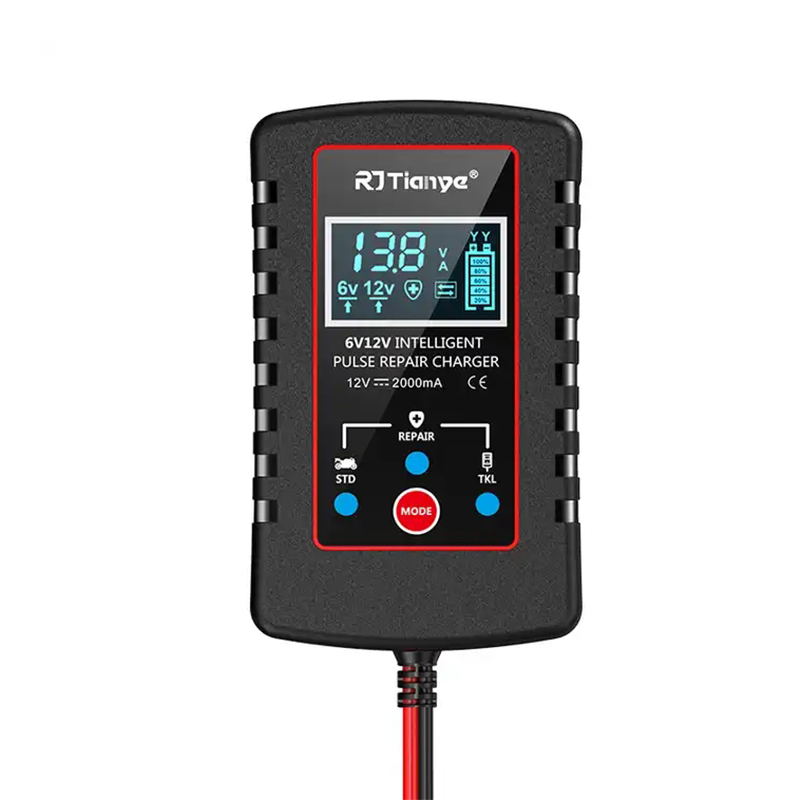 Carregador de bateria do carro para o veículo automotivo, reparo do pulso, acidificado ao chumbo, automóvel, motocicletas, exposição do LCD, 6V, 12V, UE, EUA