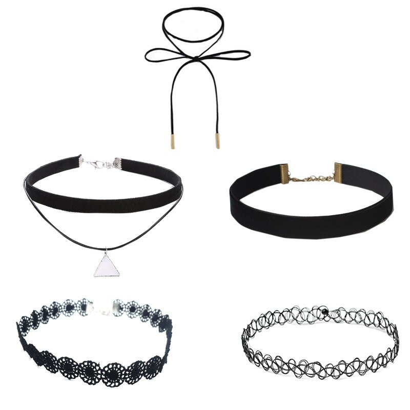 Klassieke Gothic Tattoo Kant Choker Vrouwen Ketting 6/5/3 Pieces Choker Ketting Set Stretch Fluwelen Vrouwen Ketting Sieraden GiftN001: 2