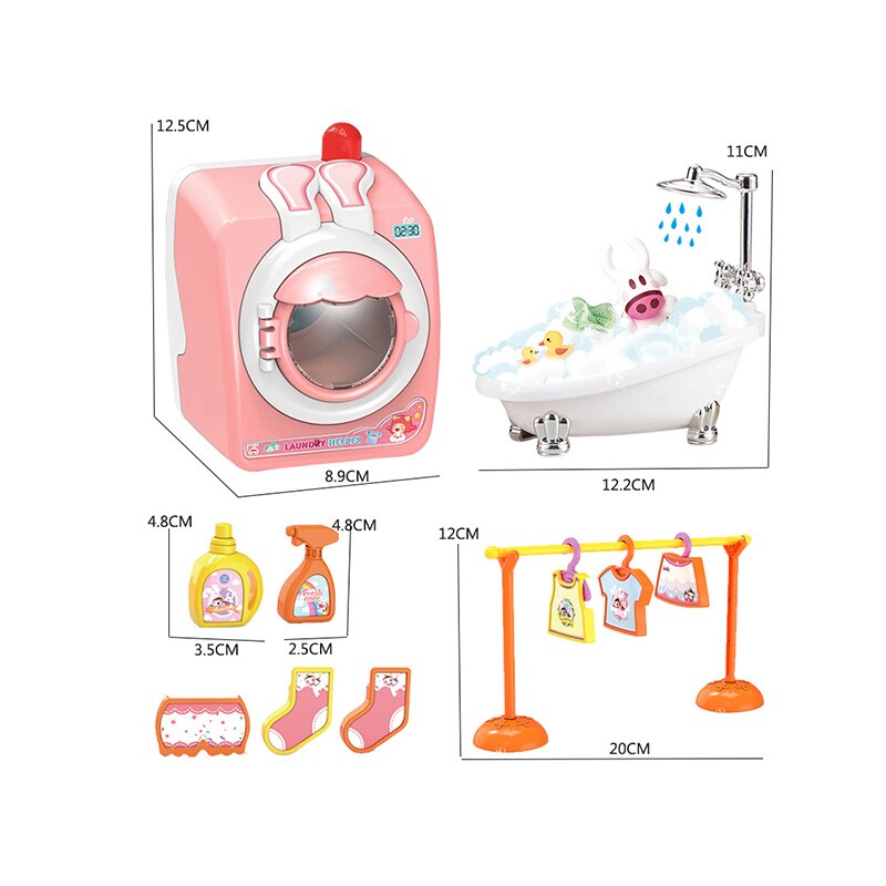 Children'S Washing Machine Toy Set Drum Electric Rotatable And Water Can Wash Clothes Simulation Play House Toys