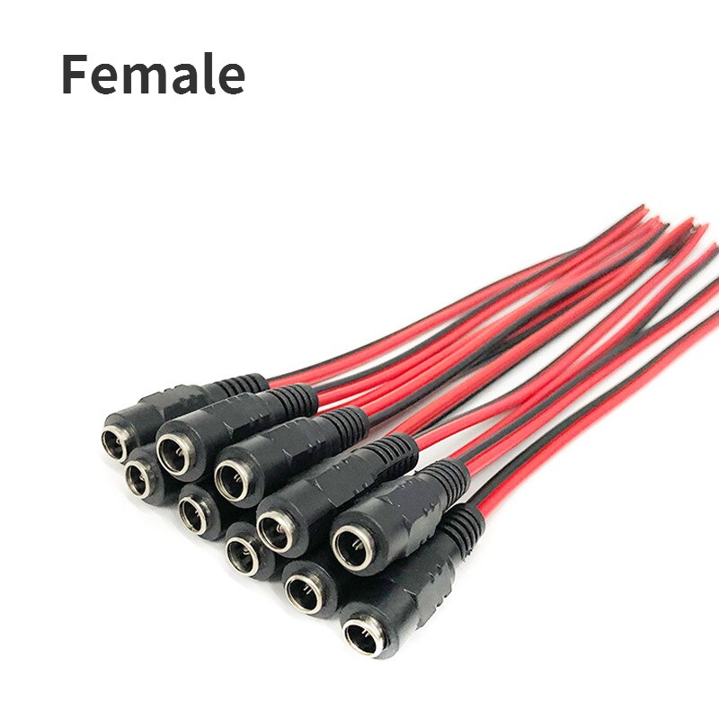 1, 5, 10 piezas DC macho y hembra cable conector de alimentación 5V 12V DC 5.5x2.1mm enchufe adaptador de cable de alambre para cámara de TV tira de luces LED