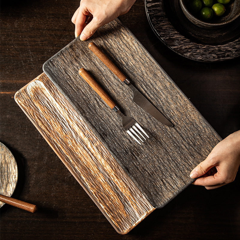 Karkea keramiikka astiasto lautanen kotitalousruoka lautanen keraamiset nyytit lautanen pihvi illallislautanen japanilainen tarjotin riisikulho nuudelit