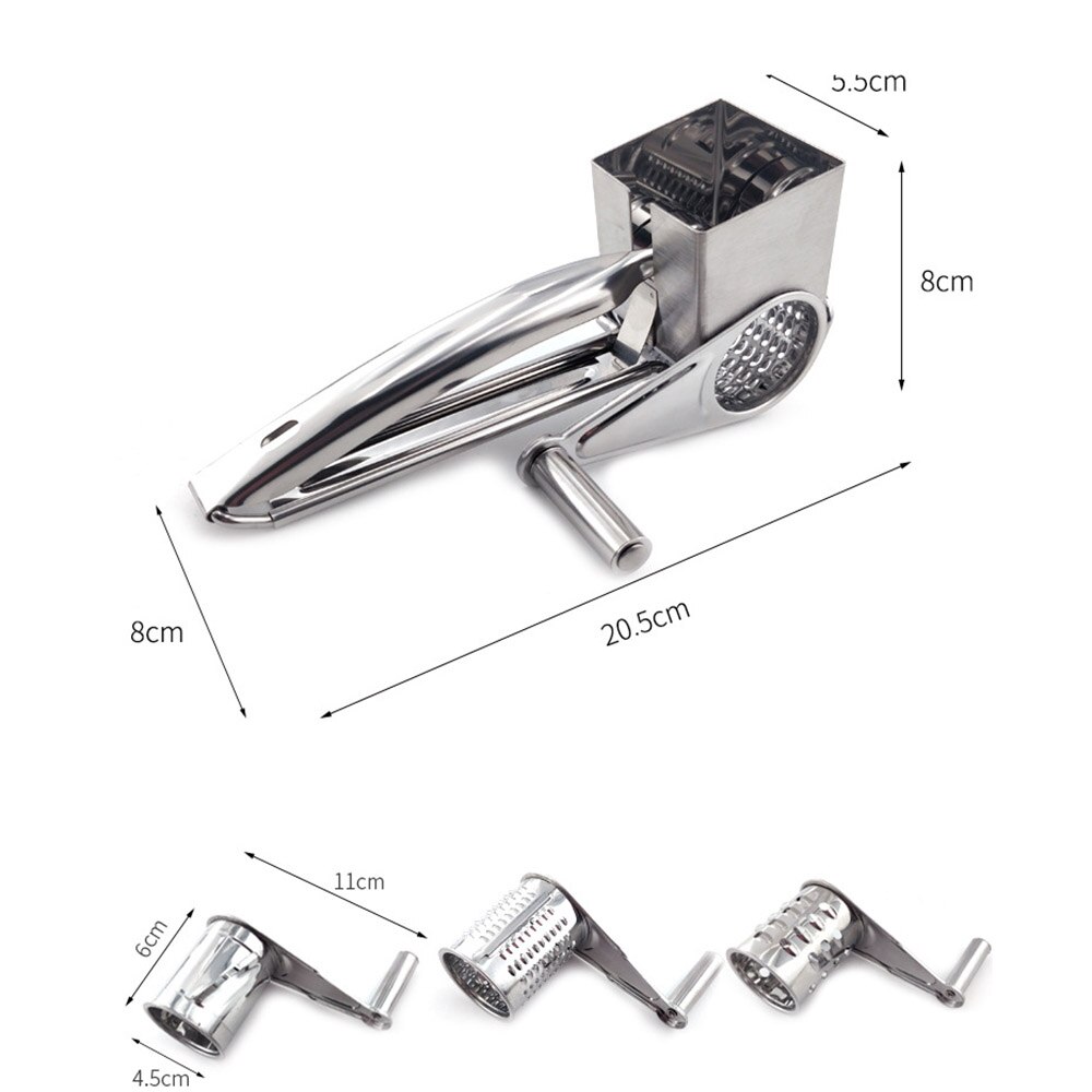 Rotary Cheese Grater Stainless Steel Shredder Cutter Grinder W/ 3pcs Drum Blades Cheese Tools Kitchen Cocina Gadget Chocolate
