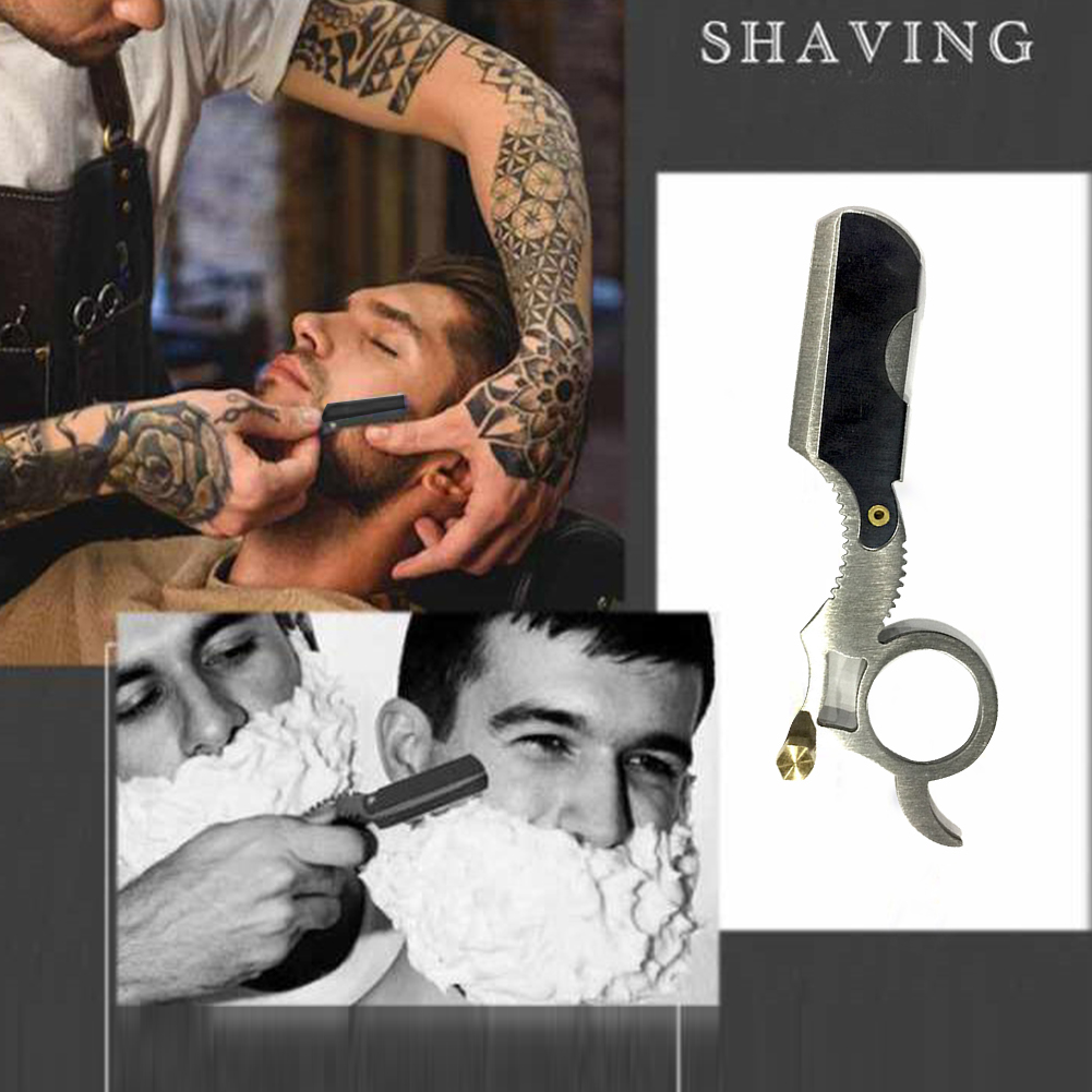 Haircut Wave Handle Eyebrow Hairdresser Beard Hair Salon Shaving Tool Cutter Holder Oil Head Manual Barber Razor Straight Edge