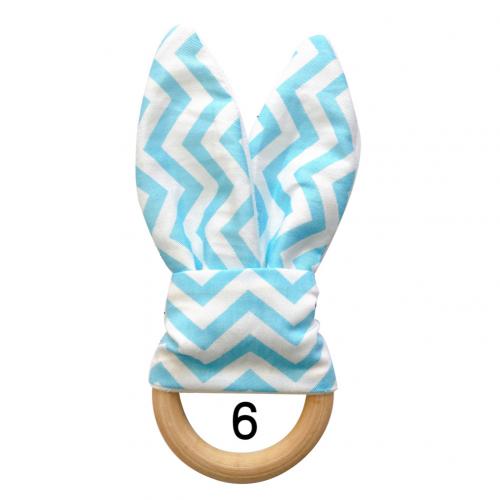 1Pcs Baby Bijtring Houten Ring Baby Bunny Oor Bijtring Kinderziektes Speelgoed Veilig Rustgevende Chew Douche Dental Oefening Speelgoed: 6