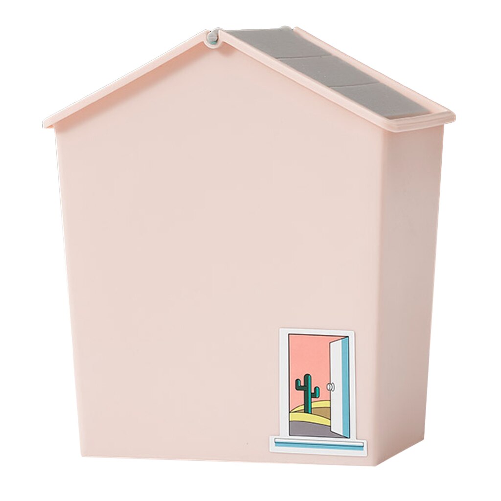 Nordisk hus form skraldespand hjemme bil spand med låg plast skraldekurv: Lyserød