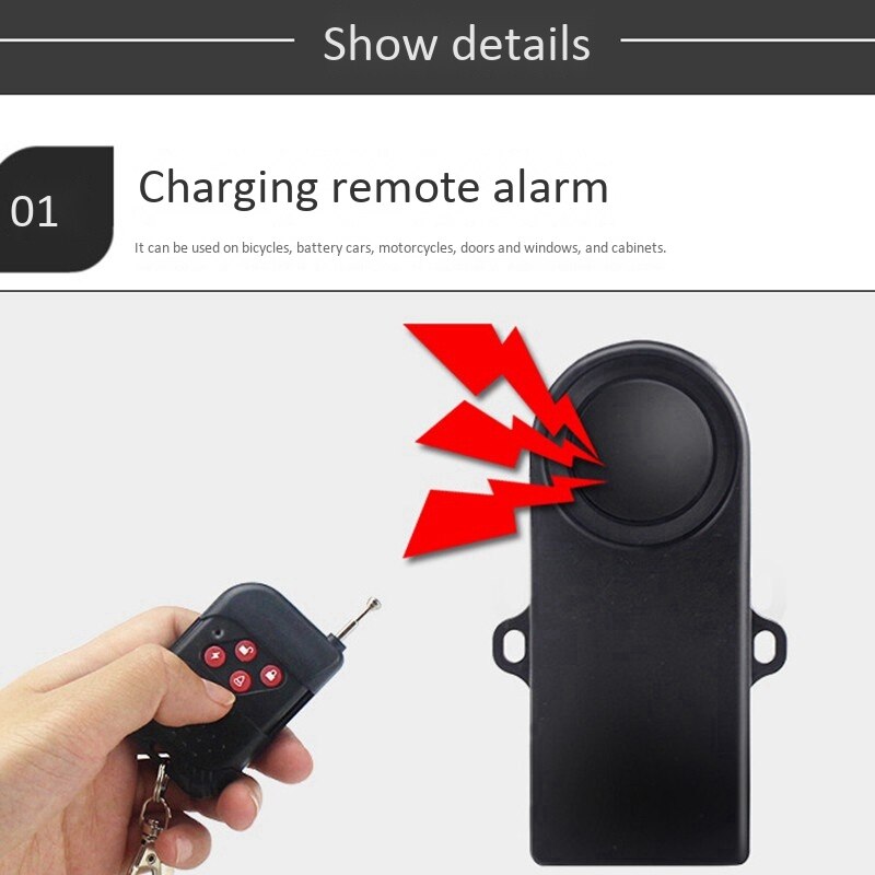 Bike Alarm Security Anti-Theft Alarm Vibration Sensing with Remote Control IP55 Waterproof