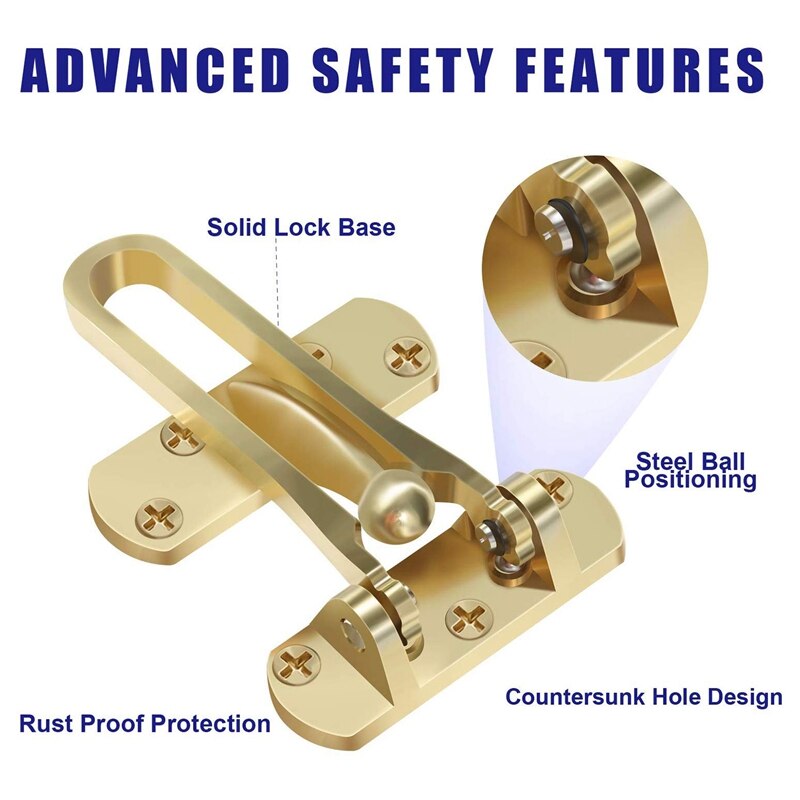 2 Pack Home Security Door Lock Front Door Locks for Kids, Home Reinforcement Lock for Swing-In Doors, Thicken Solid Aluminium Al