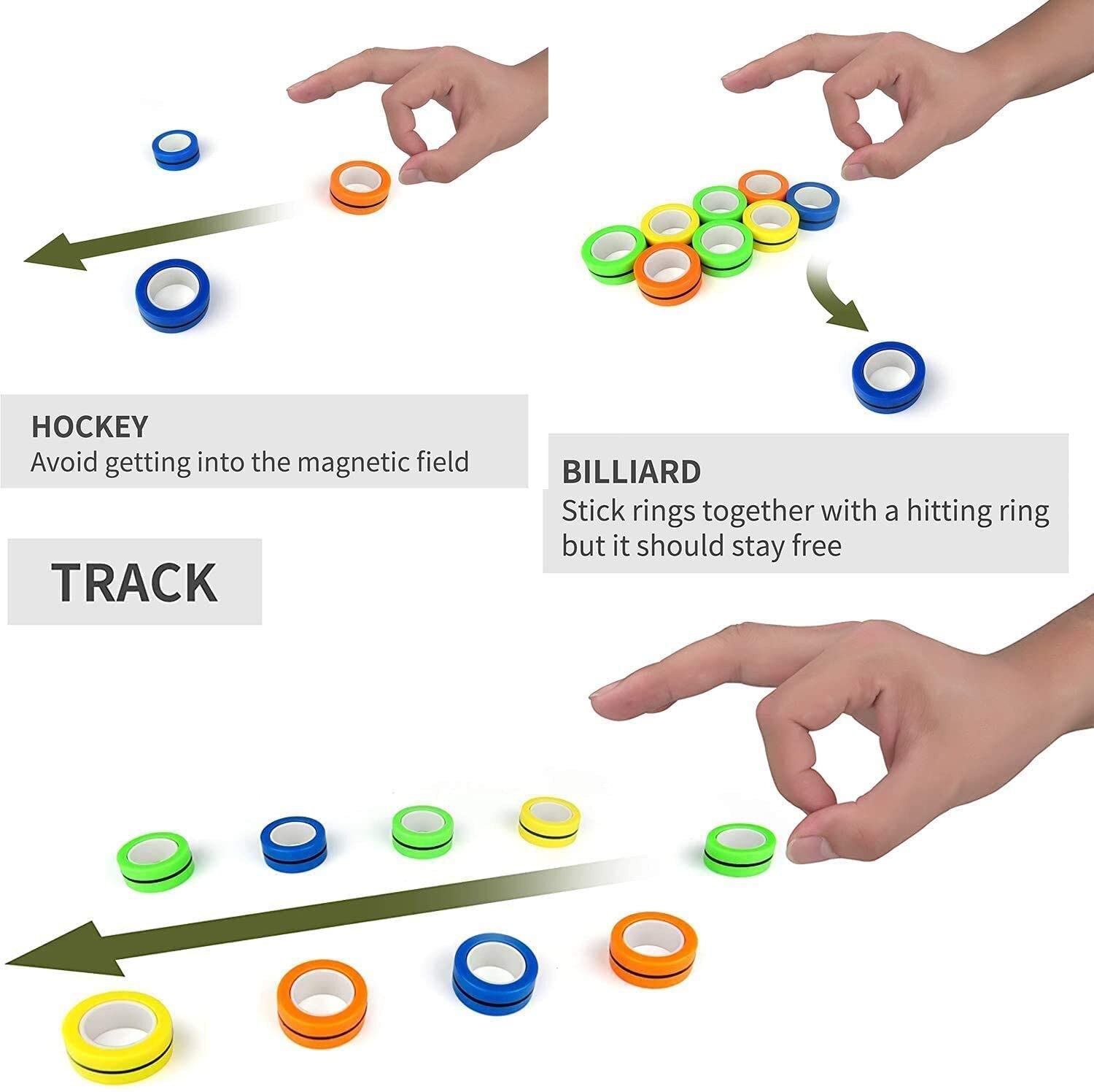 Anti-Stress Finger Magnetic Rings Kids Decompression Fingertip Toys Magic Ring Props Tool For Autism ADHD Anxiety Relief Focus