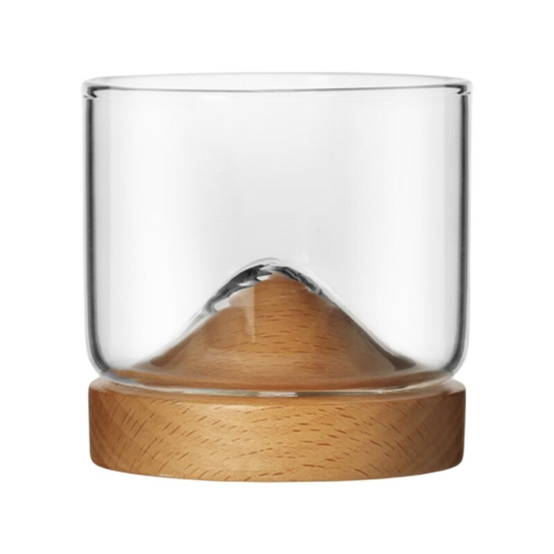 base in legno trasparente montagna Whisky bicchiere creativo resistente al calore bicchiere da birra vino acqua tazza da tè impostato sbarra bicchieri: XOE8411B