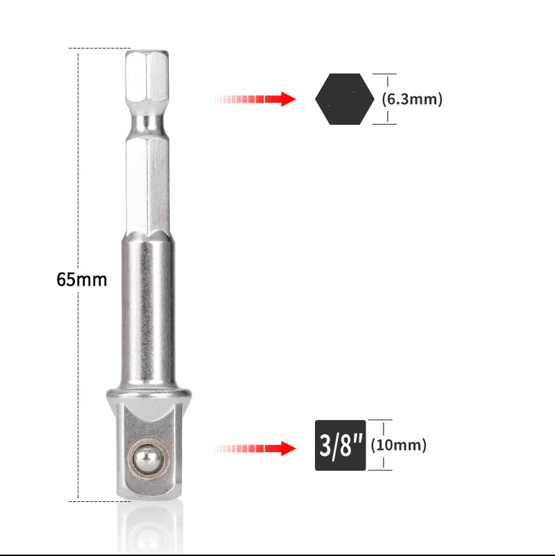 Socket Adapter Set Hex Shank to 1/4 3/8 1/2 Inch Impact Driver Drill Bits: E
